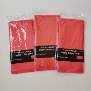 Red Plastic Tablecover - 84" ROUND RED PREMIUM PLASTIC TABLE COVER